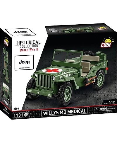 Cobi Historical Collection Wwii Jeep Willys Mb Medical 1131-Piece Building Set, Ages 11+
