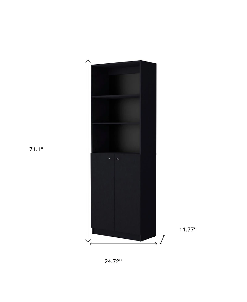 HomeRoots 71" Five Tier Bookcase with Two doors