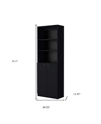 HomeRoots 71" Five Tier Bookcase with Two doors