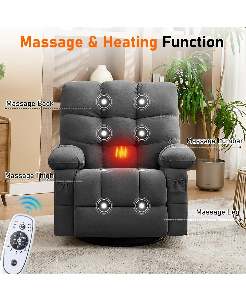 Boyel Living Massage Swivel Recliner Lift Chair with Vibration Massage and Heating for Elderly