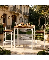 Flynama 3-Piece Bistro Dining Set with Square Table and 2 Stools for Small Spaces