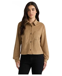 Hunter Women's Cropped Button-Down Faux Suede Shirt