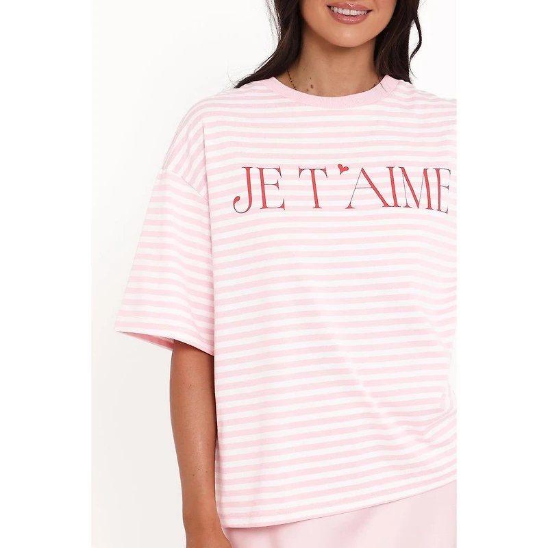 Petal and Pup Women's Marly Je T'Aime Stripe Relaxed-Fit T-Shirt