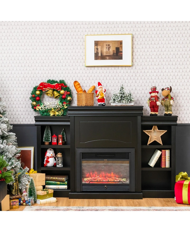Mecale 70 Modern Fireplace Media Entertainment Center with Bookcase