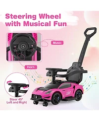 Mecale 3-in-1 Maserati Licensed Push Car with Music, 55-lb Capacity, Ages 18-60 Months