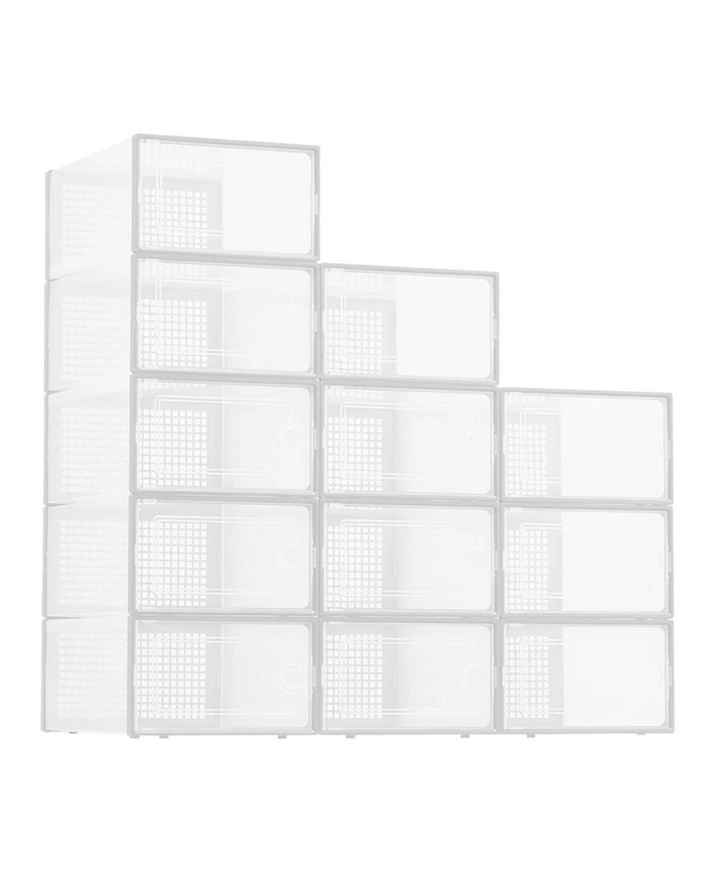 gaomon x-Large Clear Plastic Storage Boxes - 12 Pack Stackable Shoe Organizers with Durable Lids for Sneakers, Toys, Closet and Under Bed Storage