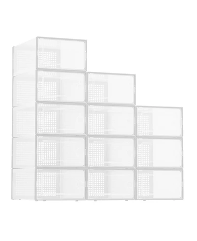 gaomon x-Large Clear Plastic Storage Boxes - 12 Pack Stackable Shoe Organizers with Durable Lids for Sneakers, Toys, Closet and Under Bed Storage