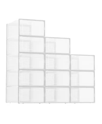 gaomon x-Large Clear Plastic Storage Boxes - 12 Pack Stackable Shoe Organizers with Durable Lids for Sneakers, Toys, Closet and Under Bed Storage