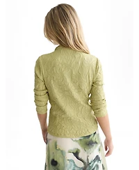 Scotch & Soda Women's Lightweight Embossed Pleat Mock Neck Cardigan