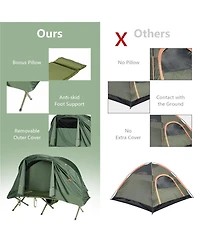Sevorley 4-in-1 Single-Person Camping Cot Tent with Self-Inflating Mattress and Carry Bag for Solo Travel