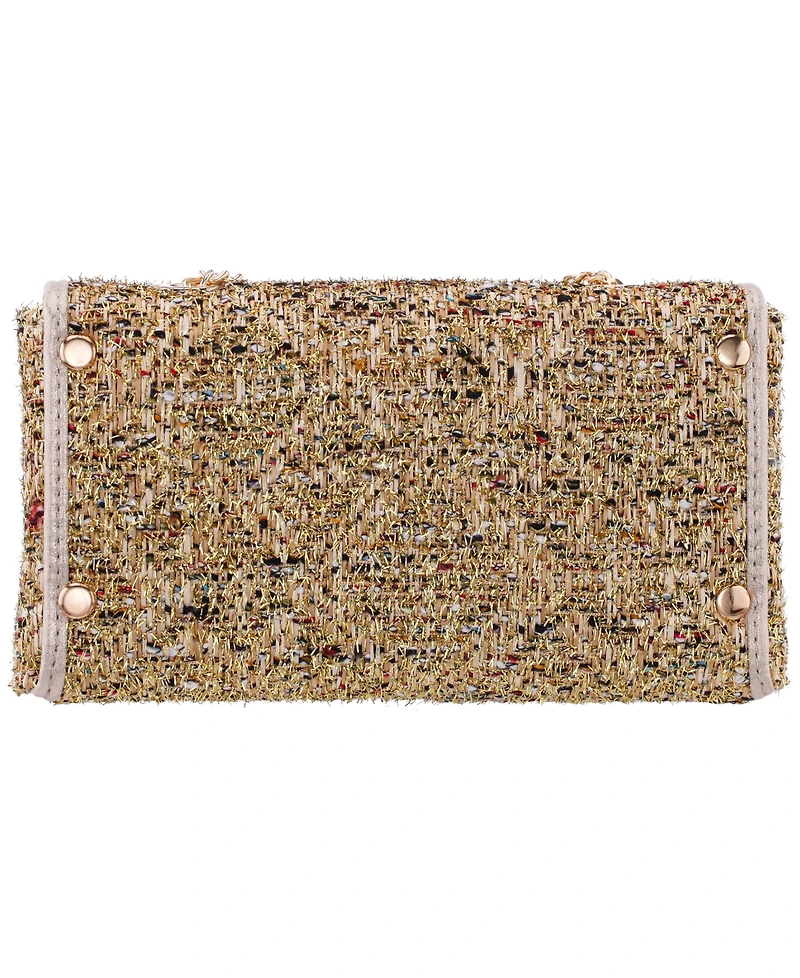 Nina Cerise Metallic Tweed Mini Crossbody Handbag