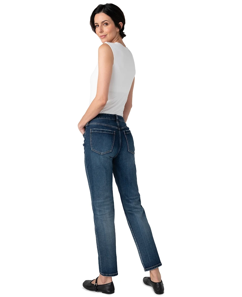 Liverpool Los Angeles Women's Rowan Slim Straight-Leg Dark Rinse Mid Rise Jeans