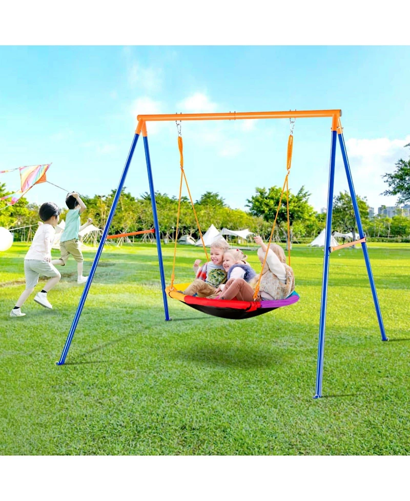 Mecale Backyard Swing Set, 40" Saucer with Heavy-Duty A-Frame Metal Stand & Adjustable Rope, 440 Lb. Capacity, Ages 3+