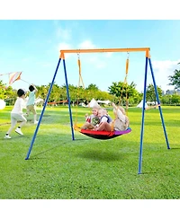 Mecale Backyard Swing Set, 40" Saucer with Heavy-Duty A-Frame Metal Stand & Adjustable Rope, 440 Lb. Capacity, Ages 3+