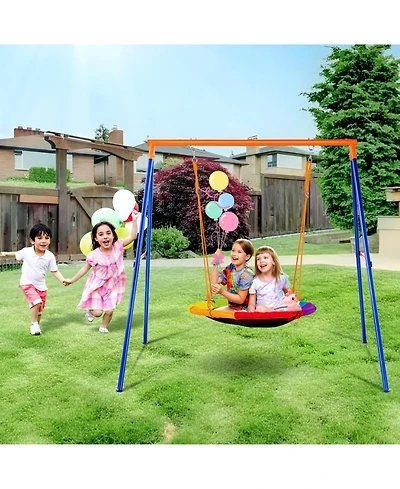 Mecale Backyard Swing Set, 40" Saucer with Heavy-Duty A-Frame Metal Stand & Adjustable Rope, 440 Lb. Capacity, Ages 3+