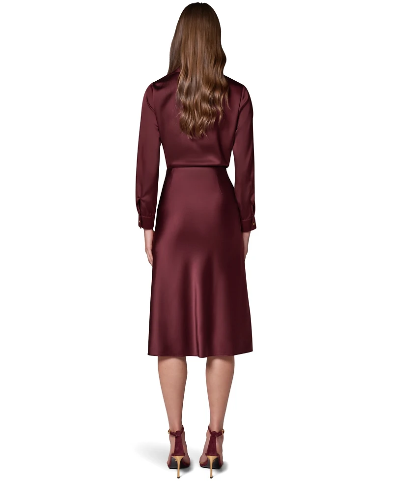 Donna Karan New York Petite High-Waisted A-Line Midi Skirt