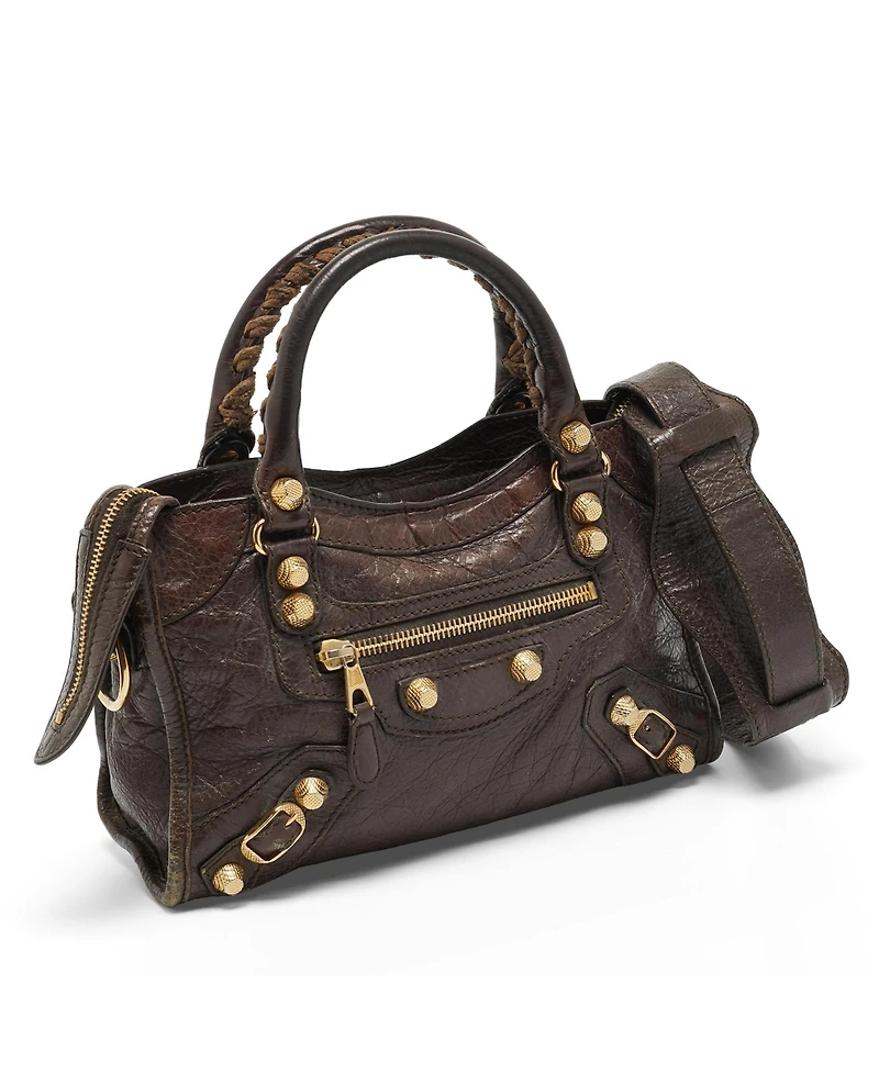 Pre-Owned Balenciaga Women's Mini Classic City Leather Bag in Cacao