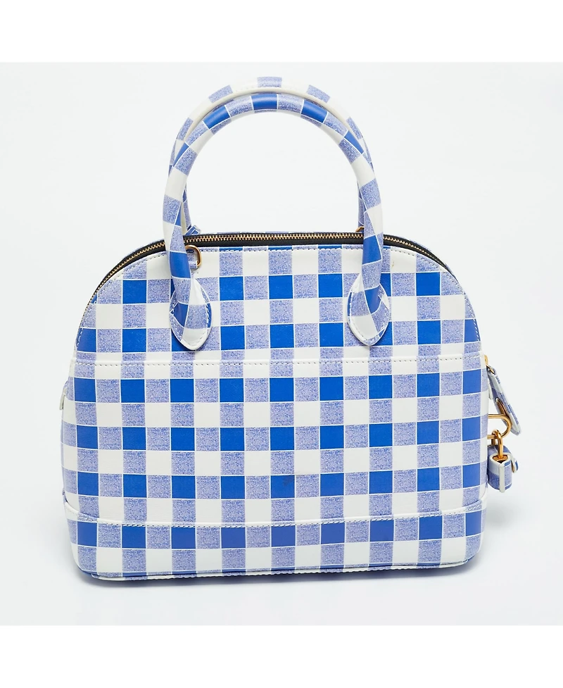Pre-Owned Balenciaga Women's Ville Small Gingham Leather Satchel
