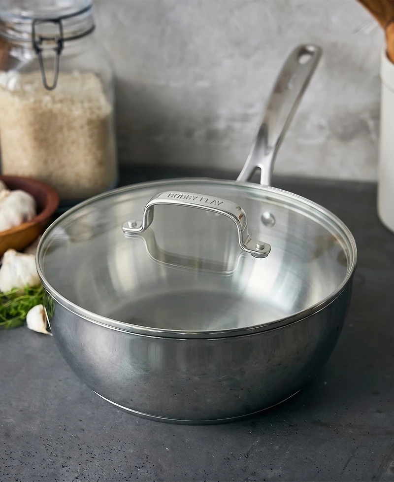 GreenPan Bobby Flay Stainless Steel 3.57 qt. Chef's Pan with Lid