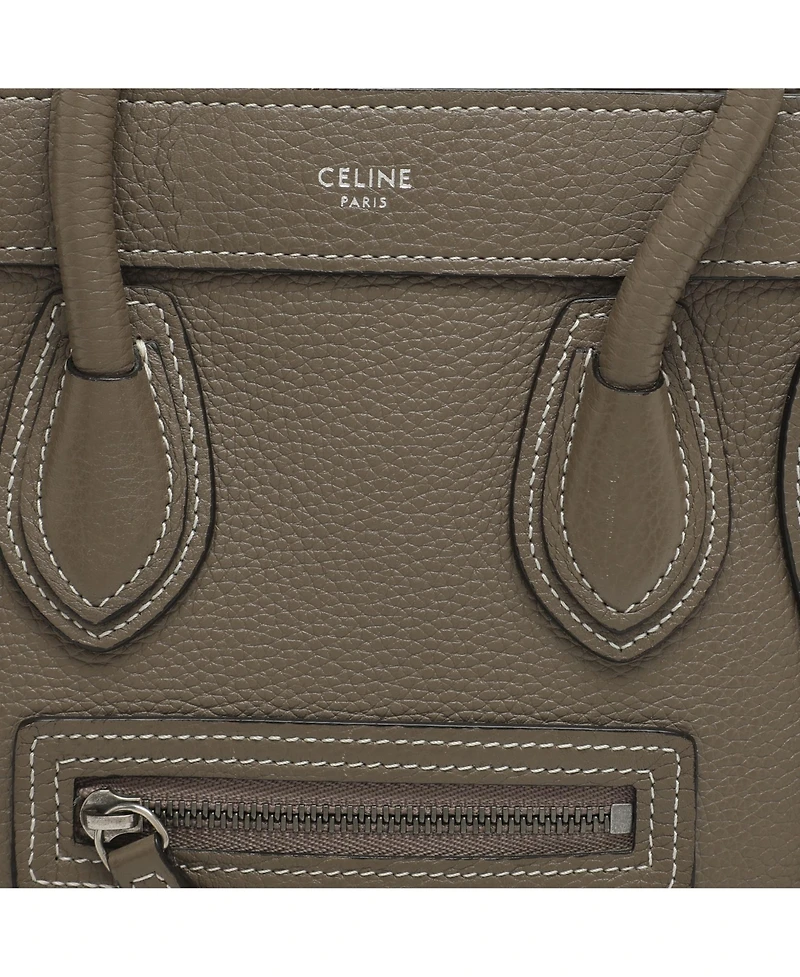 Pre-Owned Celine Women's Nano Luggage Tote in Taupe Grained Leather