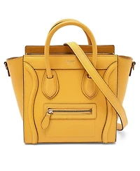 Pre-Owned Celine Women's Nano Luggage Tote in Yellow Grained Leather