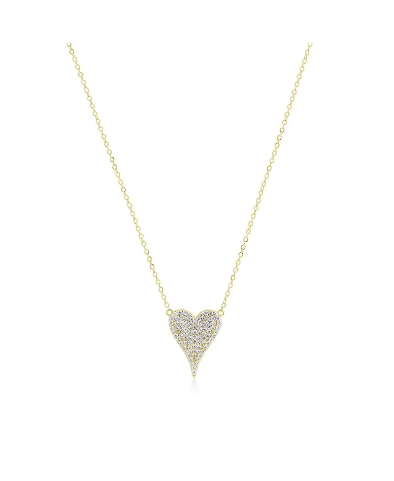 The Lovery Large Cz Pave Single Heart Necklace 14K Gold-Plated Sterling Silver