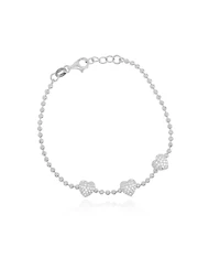 The Lovery Cz Heart Trio Bead Bracelet Sterling Silver