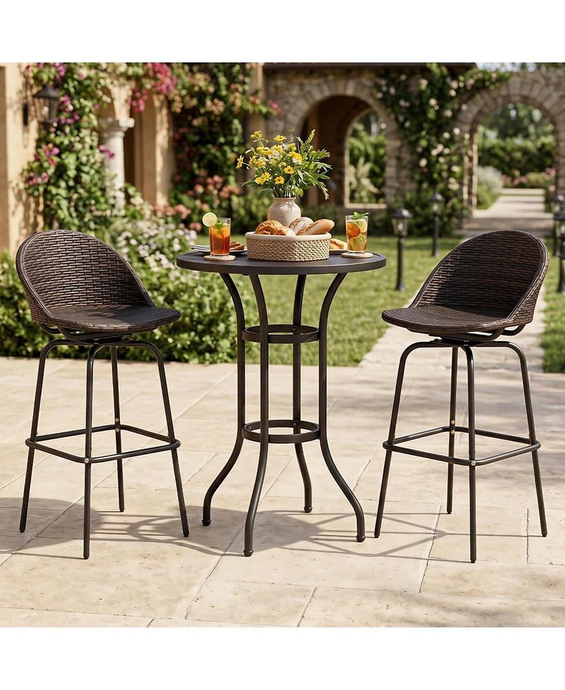 Gymax 30'' Patio Swivel Bar Stools w/400 Lbs Capacity Metal Frame Contoured Seat