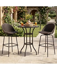 Gymax 30'' Patio Swivel Bar Stools w/400 Lbs Capacity Metal Frame Contoured Seat