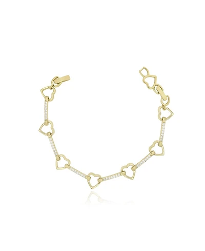 The Lovery Open Heart Cz Bar Bracelet 14K Gold Filled Over Brass