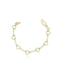 The Lovery Open Heart Cz Bar Bracelet 14K Gold Filled Over Brass