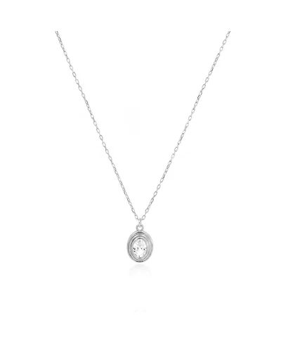 The Lovery Cz Oval Double Bezel Necklace Sterling Silver