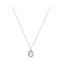 The Lovery Cz Oval Double Bezel Necklace Sterling Silver