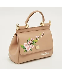 Pre-Owned Dolce and Gabbana Hand-Painted Floral Miss Sicily Leather Satchel