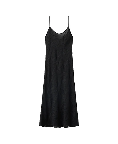 Mango Women's Embroidered Midi Low-Back Chiffon Dress
