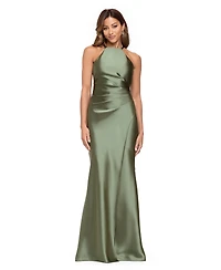Xscape Women's Long Satin High Neck Dress