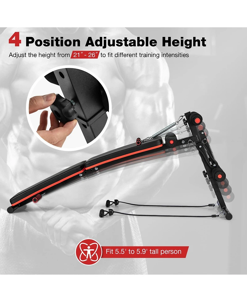 Glintex Folding Sit Up Bench with 4 Positions, Holds 330 lbs.