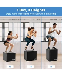 Glintex Foam Plyo Box, 3 Heights in One, 16 x 14 x 12 in, Holds 220 lbs