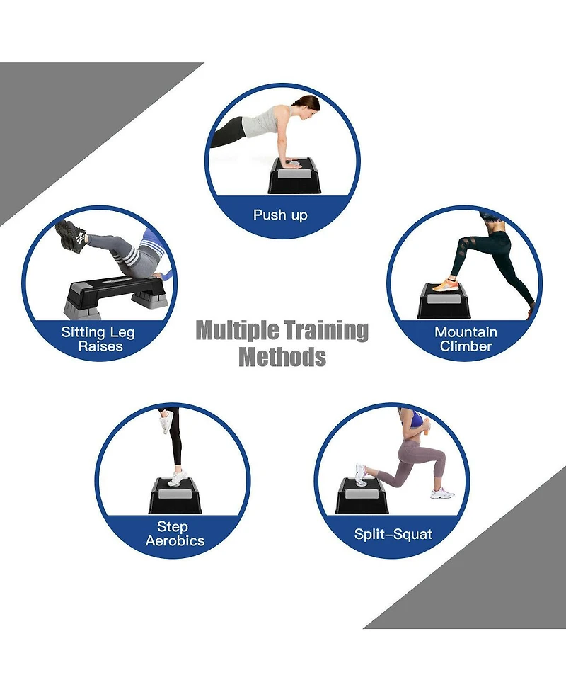 Glintex Aerobic Step Platform, 3 Heights at 5, 7 and 9 in, Holds 330 lbs.