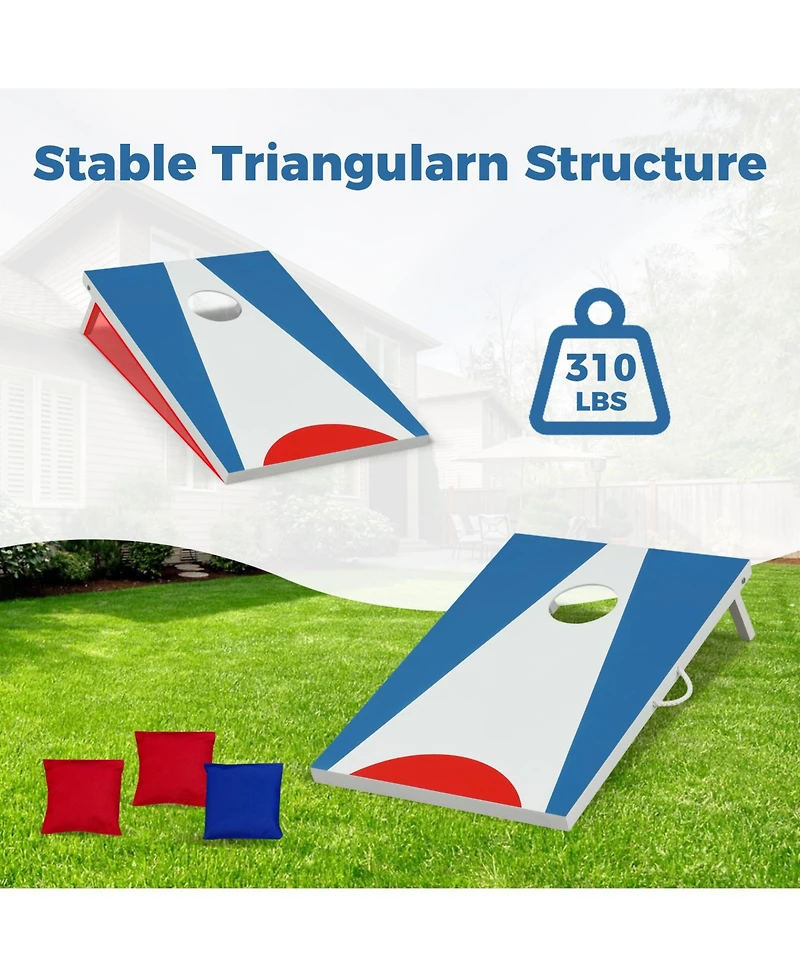 Cornhole Board Set, 3 x 2 ft with 8 Bean Bags and Folding Legs.