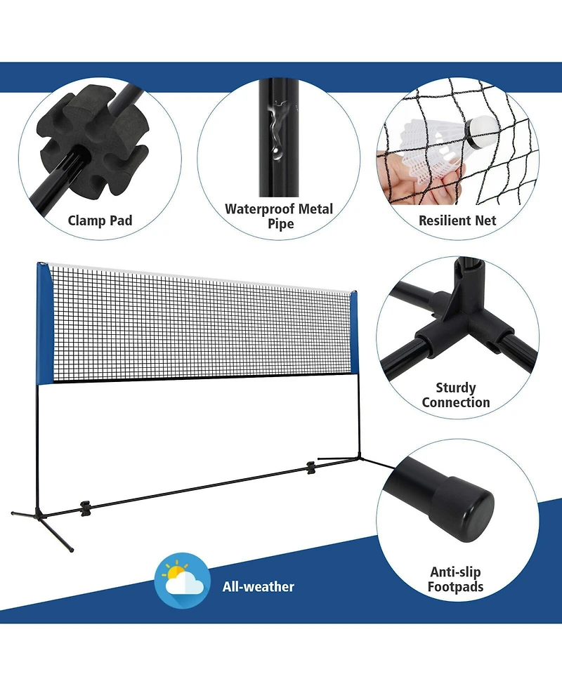Glintex Badminton Net Stand, 10 ft Wide, Height Adjusts 33.5 to 61 in.
