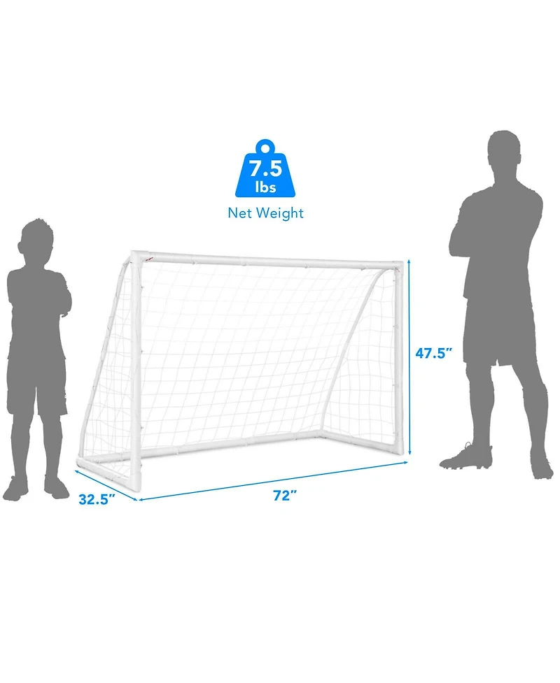 Glintex Soccer Goal for Ages 6 and Up, 6 x 4 ft Upvc Frame, 6 Pegs.