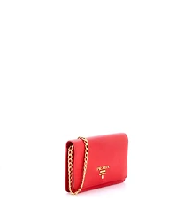 Pre-Owned Prada Chain Wallet Crossbody Saffiano Leather