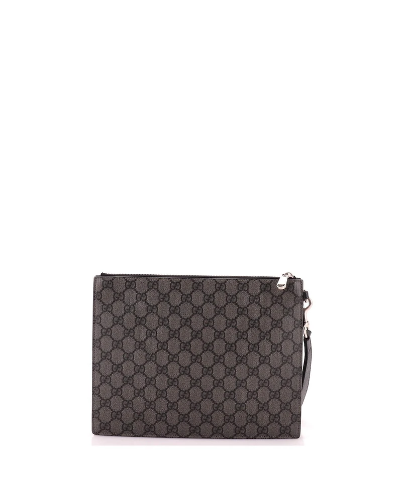 Pre-Owned Gucci Logo Wristlet Zip Pouch Gg Coated Canvas