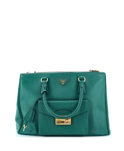 Pre-Owned Prada Medium Front Pocket Double Zip Lux Tote Saffiano Leather