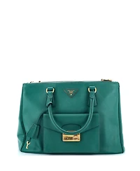Pre-Owned Prada Medium Front Pocket Double Zip Lux Tote Saffiano Leather
