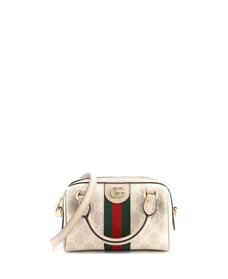 Pre-Owned Gucci Super Mini Ophidia Convertible Boston Bag Gg Coated Canvas