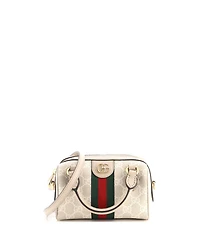 Pre-Owned Gucci Super Mini Ophidia Convertible Boston Bag Gg Coated Canvas