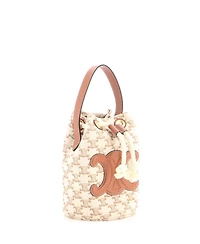 Pre-Owned Celine Teen Triomphe Drawstring Bucket Bag Triomphe Canvas with Leather