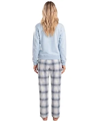 Roudelain Women's Plaid Flannel Top and Pants Pajama Set